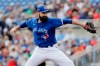 Toronto Blue Jays' Matt Shoemaker delivers a pitch during the first inning of a spring training baseball game against the Pittsburgh Pirates Monday, March 2, 2020, in Dunedin, Fla. (AP Photo/Frank Franklin II)