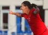 Canada's Christine Sinclair celebrates after scoring against St. Kitts and Nevis in a CONCACAF Olympic qualifying match Wednesday, Jan. 29, 2020, in Edinburg, Texas. Sinclair broke Abby Wambach's record of 184 goals. (AP Photo/Joel Martinez)