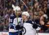 Blake Wheeler (left) and Nikolaj Ehlers haven't had much to celebrate lately. (Trevor Hagan / Winnipeg Free Press files)