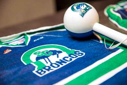 Memorabilia in the basement at Todd Holt's house in Cochrane. (Mikaela MacKenzie / Winnipeg Free Press)