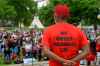 JESSE BOILY  / WINNIPEG FREE PRE
Eishia Hudson's father William Hudson looks out at the crowd during the rally in the teen's honour Friday.  (Jesse Boily/Winnipeg Free Press)