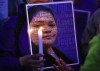 A picture of Joyce Echaquan is seen during a vigil in front of the hospital where she died in Joliette, Que. on Tuesday, September 29, 2020. A nurse has been fired after Echaquan, an Indigenous woman, who was dying Monday night in hospital was subjected to degrading remarks. THE CANADIAN PRESS/Paul Chiasson