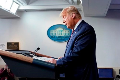 President Donald Trump speaks at the White House, Thursday, Nov. 5, 2020, in Washington. Deciding on the fly whether to air in real time U.S. President Donald Trump's baseless allegations of election fraud is a tricky dilemma that defies easy solutions, broadcast journalists and observers said on Friday. THE CANADIAN PRESS/AP/Evan Vucci