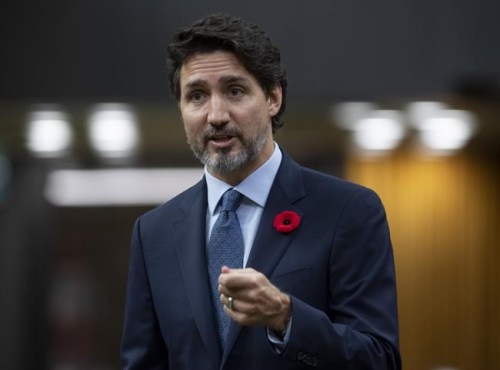 Prime Minister Justin Trudeau responds to a question during Question Period in the House of Commons in Ottawa, Tuesday, November 3, 2020. Trudeau says he has faith in the American people and their democratic institutions. THE CANADIAN PRESS/Adrian Wyld