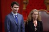 Canada's 29th Governor General Julie Payette looks on alongside Prime Minister Justin Trudeau in the Senate chamber during her installation ceremony, in Ottawa on Monday, October 2, 2017. THE CANADIAN PRESS/Adrian Wyld