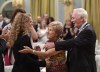 Governor General David Johnston, right, and his wife Sharon greet Governor General designate Julie Payette at an Order of Canada investiture ceremony at Rideau Hall in Ottawa on Friday, Aug. 25, 2017. THE CANADIAN PRESS/Justin Tang