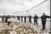 Supporters gather outside GraceLife Church near Edmonton, Alta., on Sunday, April 11, 2021. The church has been fenced off by police and Alberta Health Services in violation of COVID-19 rules. THE CANADIAN PRESS/Jason Franson