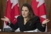 Minister of Finance Chrystia Freeland responds to a question during a news conference in Ottawa, Monday April 19, 2021. Freeland will deliver the government's first budget since the COVID-19 pandemic began. THE CANADIAN PRESS/Adrian Wyld