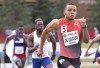Andre De Grasse leads during the senior men's 200 metre semifinals at the Canadian Track and Field Championships and Selection Trials for the 2016 Summer Olympic and Paralympic Games, in Edmonton, Alta., on Sunday July 10, 2016. THE CANADIAN PRESS/Jason Franson