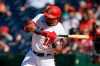 Washington Nationals' Kyle Schwarber gets hit by a pitch during the third inning of a baseball game against the Tampa Bay Rays, Wednesday, June 30, 2021, in Washington. (AP Photo/Nick Wass)