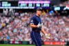 American League's Aaron Judge, of the New York Yankees, advances to third on a double by Rafael Devers, of the Boston Red Sox, during the second inning of the MLB All-Star baseball game, Tuesday, July 13, 2021, in Denver. (AP Photo/Jack Dempsey)