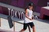 Annie Guglia of Canada loses control of the skateboard as she competes in the women's street skateboarding finals at the 2020 Summer Olympics, Monday, July 26, 2021, in Tokyo, Japan. THE CANADIAN PRESS/AP/Ben Curtis