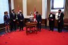 Mary Simon takes part in a signing ceremony after she took the oath to become the 30th Governor General of Canada in Ottawa on Monday, July 26, 2021. THE CANADIAN PRESS/Sean Kilpatrick