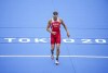 Canadian triathlete Tyler Mislawchuk (15) crosses the finish line during the Tokyo 2020 Olympic Games on Monday, July 26, 2021. Mislawchuk has withdrawn from the triathlon mixed team relay event following an ankle injury he sustained during the individual triathlon event earlier this week. THE CANADIAN PRESS/HO-COC, Leah Hennel *MANDATORY CREDIT*