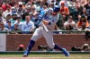 Los Angeles Dodgers' Max Muncy hits a single against the Los Angeles Dodgers during the sixth inning of a baseball game Thursday, July 29, 2021, in San Francisco. (AP Photo/Tony Avelar)