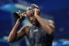 Simone Manuel, of United States, leaves the pool after a women's 50-meter freestyle semifinal at the 2020 Summer Olympics, Saturday, July 31, 2021, in Tokyo, Japan. (AP Photo/David Goldman)