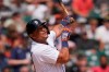 Detroit Tigers designated hitter Miguel Cabrera watches his foul out to right which allowed Robbie Grossman to score during the sixth inning of a baseball game against the Baltimore Orioles, Sunday, Aug. 1, 2021, in Detroit. (AP Photo/Carlos Osorio)