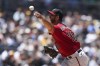 Arizona Diamondbacks starting pitcher Madison Bumgarner delivers to a San Diego Padres batter in the first inning of a baseball game Sunday, Aug. 8, 2021, in San Diego. (AP Photo/Derrick Tuskan)