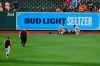 Detroit Tigers' Niko Goodrum, left, and Robbie Grossman check on center fielder Derek Hill and left fielder Akil Baddoo after they collided while chasing a long fly ball hit by Baltimore Orioles' Anthony Santander during the eighth inning of a baseball game Tuesday, Aug. 10, 2021, in Baltimore.(AP Photo/Gail Burton)