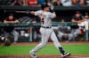 Detroit Tigers' Miguel Cabrera follows through on his 499th career home run, during the fifth inning of the team's baseball game against the Baltimore Orioles, Wednesday, Aug. 11, 2021, in Baltimore.(AP Photo/Gail Burton)