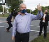 Conservative Leader Erin O'Toole gives a thumbs up to supporters after a campaign rally Friday, August 27, 2021 in Sydney, NS. THE CANADIAN PRESS/Ryan Remiorz