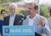 Bloc Quebecois Leader Yves-Francois Blanchet speaks to reporters during a federal election campaign stop in Longueuil, Que., Friday, Aug. 20, 2021.&nbsp; THE CANADIAN PRESS/Graham Hughes