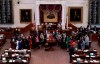 FILE - In this May 5, 2021, file photo, Texas state Rep. Donna Howard, D-Austin, center at lectern, stands with fellow lawmakers in the House Chamber in Austin, Texas, as she opposes a bill introduced that would ban abortions as early as six weeks and allow private citizens to enforce it through civil lawsuits, under a measure given preliminary approval by the Republican-dominated House. Abortion providers in Texas are asking the Supreme Court to prevent enforcement of a state law that would allow private citizens to sue anyone for helping a woman get an abortion after about six weeks of pregnancy. (AP Photo/Eric Gay, File)