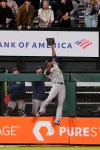 Milwaukee Brewers center fielder Lorenzo Cain leaps for but can't reach a solo home run by San Francisco Giants' Brandon Belt during the sixth inning of a baseball game Tuesday, Aug. 31, 2021, in San Francisco. (AP Photo/Tony Avelar)