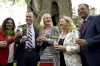 Liberal MP Sonia Sidhu, left, Parliamentary Secretary to the Minister of Natural Resources Paul Lefebvre, Minister of Environment and Climate Change Catherine McKenna, and Liberal MPs Mona Fortier and Raj Saini, hold saplings after a funding announcement to support Forests Ontario in planting 50 million trees by 2025, on World Environment Day at the Dominion Arboretum in Ottawa on Wednesday, June 5, 2019. THE CANADIAN PRESS/Justin Tang