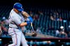 Texas Rangers' Yohel Pozo connects for an RBI double against the Arizona Diamondbacks during the sixth inning of a baseball game Wednesday, Sept. 8, 2021, in Phoenix. (AP Photo/Ross D. Franklin)