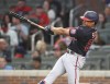 Washington Nationals' Juan Soto hits a solo home run against the Atlanta Braves during the seventh inning of a baseball game Wednesday, Sept 8, 2021, in Atlanta. (Curtis Compton/Atlanta Journal-Constitution via AP)