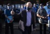Conservative leader Erin O'Toole gives the thumbs up as he speaks with supporters outside a campaign office Friday, September 17, 2021 in Brantford, Ont. THE CANADIAN PRESS/Adrian Wyld