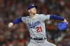 Los Angeles Dodgers' Walker Buehler pitches against the San Francisco Giants during the second inning of Game 1 of a baseball National League Division Series Friday, Oct. 8, 2021, in San Francisco. (AP Photo/John Hefti)