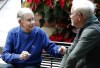FILE - Kansas City Royals scout Art Stewart, left, talks with Chicago Cubs manager Joe Maddon during Major League Baseball's winter meetings, Monday, Dec. 5, 2016, in Oxon Hill, Md. Longtime baseball scout Art Stewart, who began his career with the New York Yankees in the 1950s before becoming the longest-tenured member of the Kansas City Royals organization, died Thursday, Nov. 11, 2021. He was 94. The Royals announced the death of Stewart, who just completed his 52nd year with them.(AP Photo/Alex Brandon)