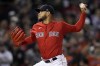 Boston Red Sox starting pitcher Eduardo Rodriguez throws against the Houston Astros during the first inning in Game 3 of baseball's American League Championship Series Monday, Oct. 18, 2021, in Boston. (AP Photo/David J. Phillip)