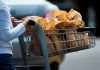 A woman leaves a grocery store using plastic bags in Mississauga, Ont., on Thursday, August 15, 2019. It's the end of days for plastic grocery bags and Styrofoam take-out containers in Canada.THE CANADIAN PRESS/Nathan Denette