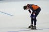 Sven Kramer of the Netherlands reacts after his heat in the men's speedskating 5,000-meter race at the 2022 Winter Olympics, Sunday, Feb. 6, 2022, in Beijing. (AP Photo/Ashley Landis)