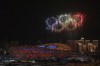 Fireworks, forming the Olympic rings, illuminate the sky during the opening ceremony of the 2022 Winter Olympics, Friday, Feb. 4, 2022, in Beijing. (Li Xin/Xinhua via AP)