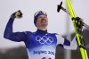 Iivo Niskanen, of Finland, celebrates after finishing the men's 15km classic cross-country skiing competition at the 2022 Winter Olympics, Friday, Feb. 11, 2022, in Zhangjiakou, China. (AP Photo/Alessandra Tarantino)