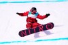 Canada's Laurie Blouin falls on her first jump during the women's snowboard big air final at the Beijing Olympic Winter Games in Beijing, China, Tuesday, Feb. 15, 2022.&nbsp;Blouin fell on two of her three jumps to finish eighth in the women's snowboarding big air event at the Beijing Games. THE CANADIAN PRESS/Paul Chiasson