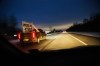 A pickup truck drives a highway between Vankleek Hill, Ont., and Ottawa, Monday, Feb. 21, 2022, after officers cleared a trucker protest from nearby Ottawa, that was aimed at COVID-19 measures before growing into a broader anti-government protest that occupied the nation capital’s downtown core. THE CANADIAN PRESS/Cole Burston