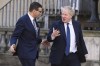 Britain's Prime Minister Boris Johnson, right, walks withPoland's Prime Minister Mateusz Morawiecki ahead of a plenary session of the Visegrad Four or V4 and UK, at Lancaster House, in London, Tuesday, March 8, 2022. The Prime Ministers of UK, Poland, Slovakia, Czech Republic and Hungary met in London to discuss European security, Ukraine and the looming energy crisis. (Leon Neal/Pool Photo via AP)