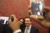 Brampton Mayor Patrick Brown poses for a photo for a supporter alongside his wife Genevieve Gualtieri after winning the Brampton Mayoral Election during a campaign celebration in Brampton, Ont., Monday, Oct. 22, 2018. Brown, the former member of Parliament who unceremoniously resigned as Ontario's Progressive Conservative leader and returned as Brampton's mayor, plans today to embark on his latest challenge: Running for Conservative leadership. THE CANADIAN PRESS/Chris Young