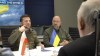 In this image from video provided by the Ukrainian Presidential Press Office, Ukrainian President Volodymyr Zelenskyy speaks during a meeting with Slovenia Prime Minister Janez Jansa, Czech Republic Prime Minister Petr Fiala, Polish Prime Minister Mateusz Morawiecki and Polish Deputy Prime Minister Jaroslaw Kaczynski on behalf of the European Council, in Kyiv, Ukraine, on Tuesday, March 15, 2022. Next to Zelenskyy is Ukranian Prime Minister Denys Shmyhal. (Ukrainian Presidential Press Office via AP)