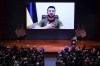 Speaker of the House Nancy Pelosi, D-Calif., introduces Ukrainian President Volodymyr Zelenskyy to speak to the U.S. Congress by video at the Capitol in Washington, Wednesday, March 16, 2022. (AP Photo/J. Scott Applewhite, Pool)