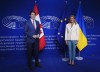 Prime Minister Justin Trudeau meets with the President of the European Parliament Roberta Metsola, in Brussels, Belgium on Wednesday, March 23, 2022. THE CANADIAN PRESS/Sean Kilpatrick