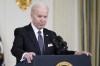 President Joe Biden listens to a question from a reporter about Russian President Vladimir Putin after speaking about his proposed budget for fiscal year 2023 in the State Dining Room of the White House, Monday, March 28, 2022, in Washington. (AP Photo/Patrick Semansky)