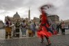 Members of the Assembly of First Nations perform in St. Peter's Square at the Vatican, Thursday, March 31, 2022. First Nations, Inuit and Métis delegates are set to have a final meeting with Pope Francis in the Vatican today. THE CANADIAN PRESS/AP-Alessandra Tarantino