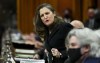 Finance Minister Chrystia Freeland stands during question period in the House of Commons on Parliament Hill in Ottawa on Tuesday, March 29, 2022. THE CANADIAN PRESS/Sean Kilpatrick