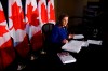 Deputy Prime Minister and Minister of Finance Chrystia Freeland speaks a news conference in the media lockup, ahead of the tabling of the federal budget, in Ottawa, on Thursday, April 7, 2022. THE CANADIAN PRESS/Justin Tang